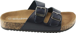 Adjustable Straps Platform Slip-on Flat Sandals Women's Shoes, Black