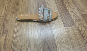 Tan and Silver Sequins BAMBOO Womens Flats