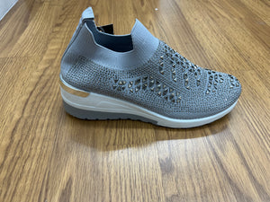 Rhinestone Sneakers; Grey