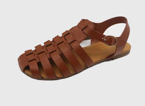 Brown Open Style Pull-On Sandals