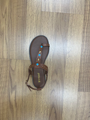 Brown Studded Sandals; Bamboo