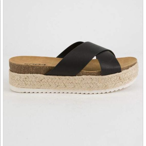 Womens Sandals Causal Comfort Flat; Black