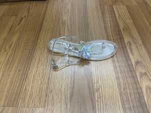 Transparent Butterfly-Pendant Sandals; Nicole Miller