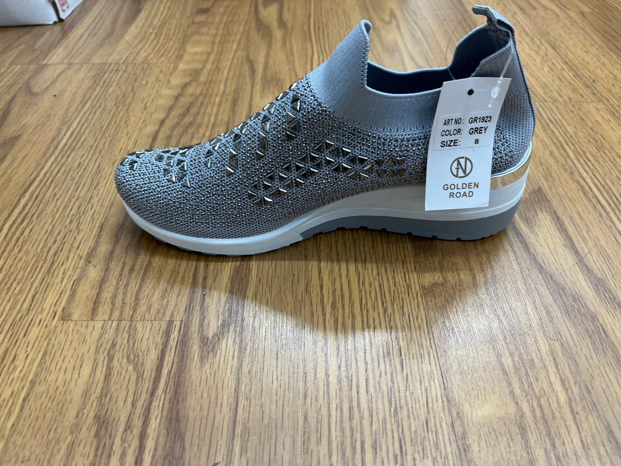 Rhinestone Sneakers; Grey