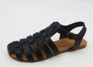 Black Open Style Pull-On Sandals